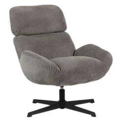 Fauteuil de salon rotatif tissu côtelé gris IENA