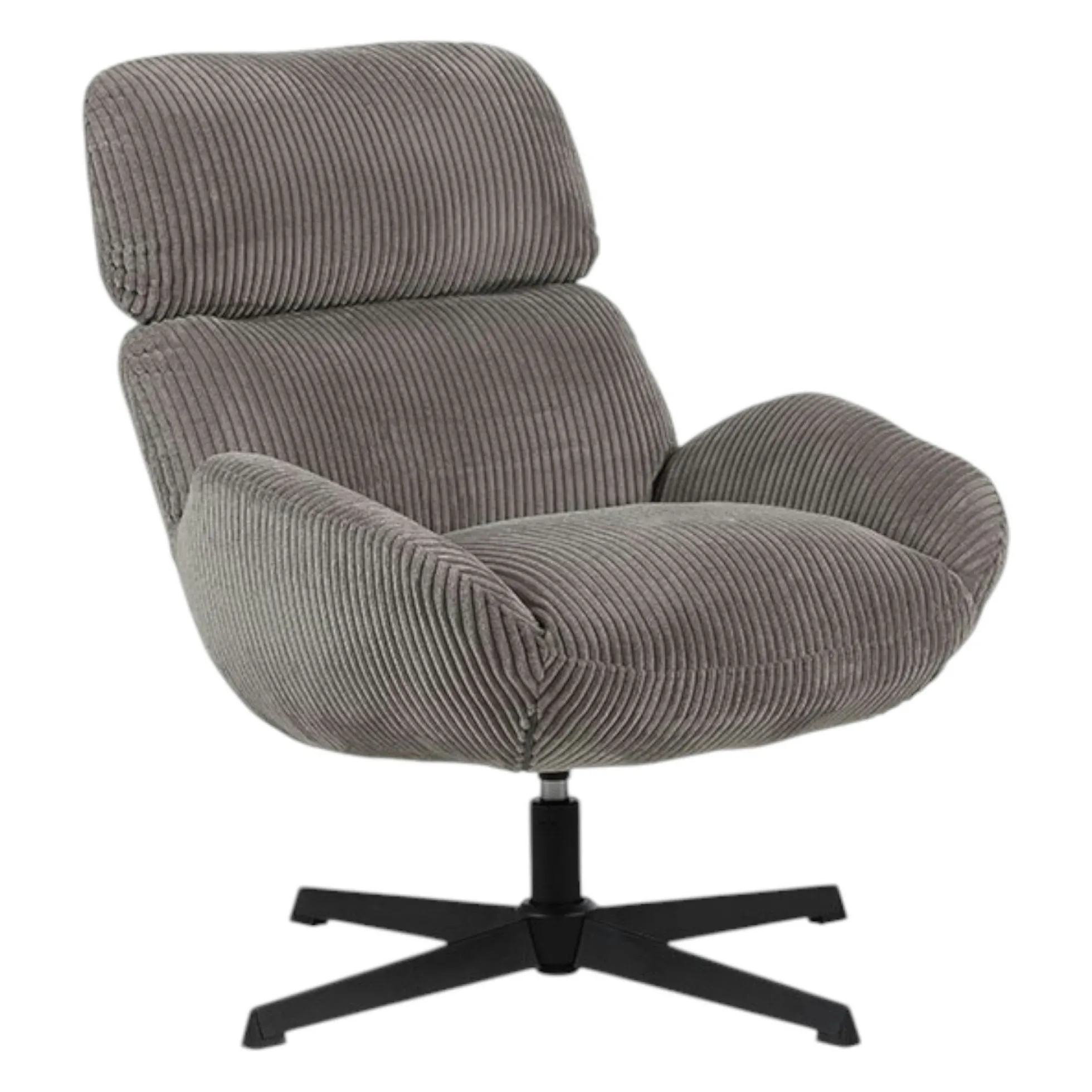 Fauteuil de salon rotatif tissu côtelé gris IENA