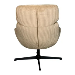 Fauteuil de salon rotatif tissu côtelé camel IENA