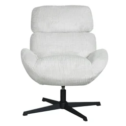 Fauteuil de salon rotatif tissu côtelé blanc IENA