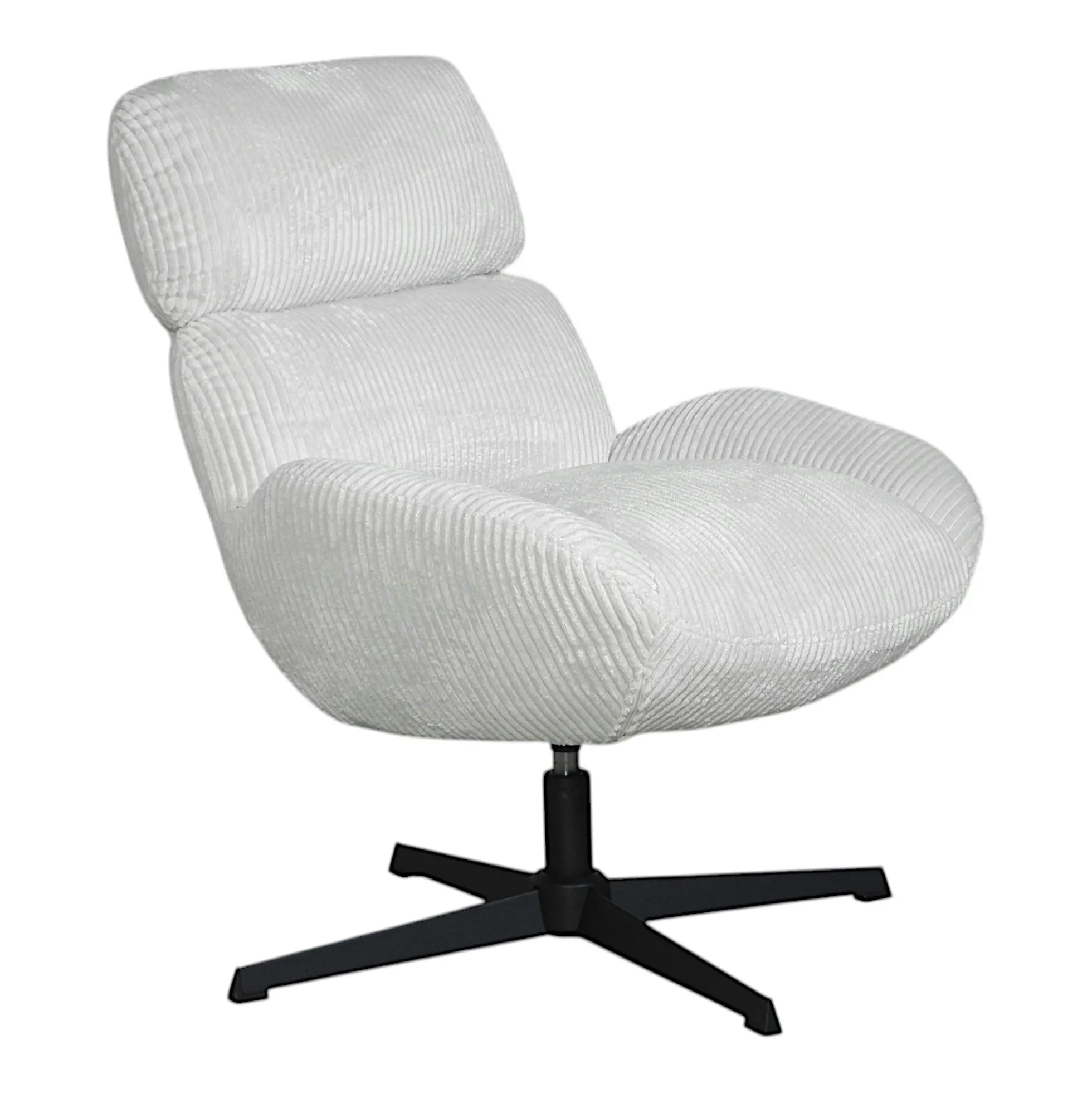 Fauteuil de salon rotatif tissu côtelé blanc IENA