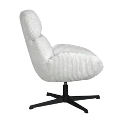 Fauteuil de salon rotatif tissu côtelé blanc IENA