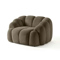 Fauteuil de salon taupe design arrondi ONDA