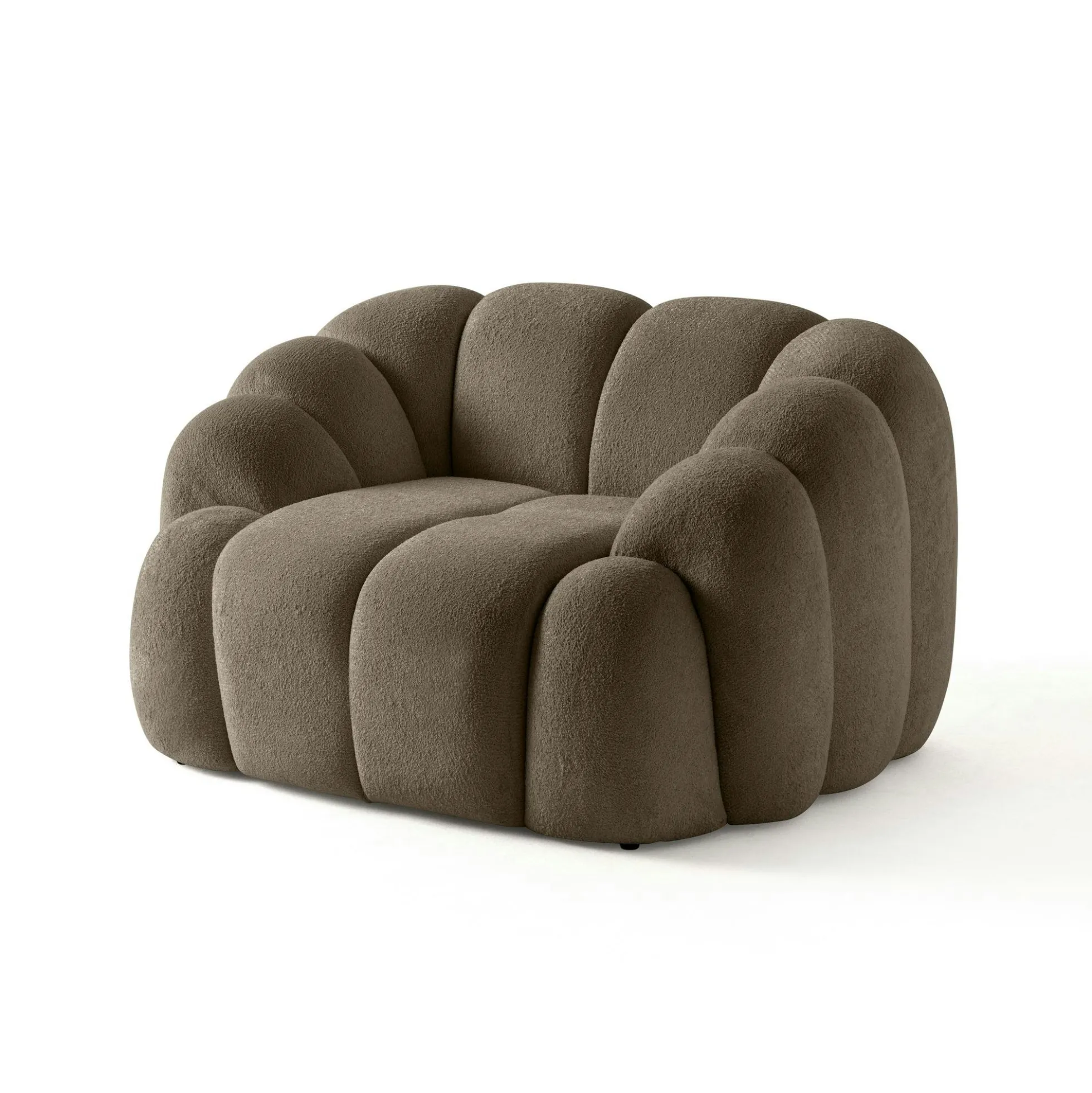 Fauteuil de salon taupe design arrondi ONDA