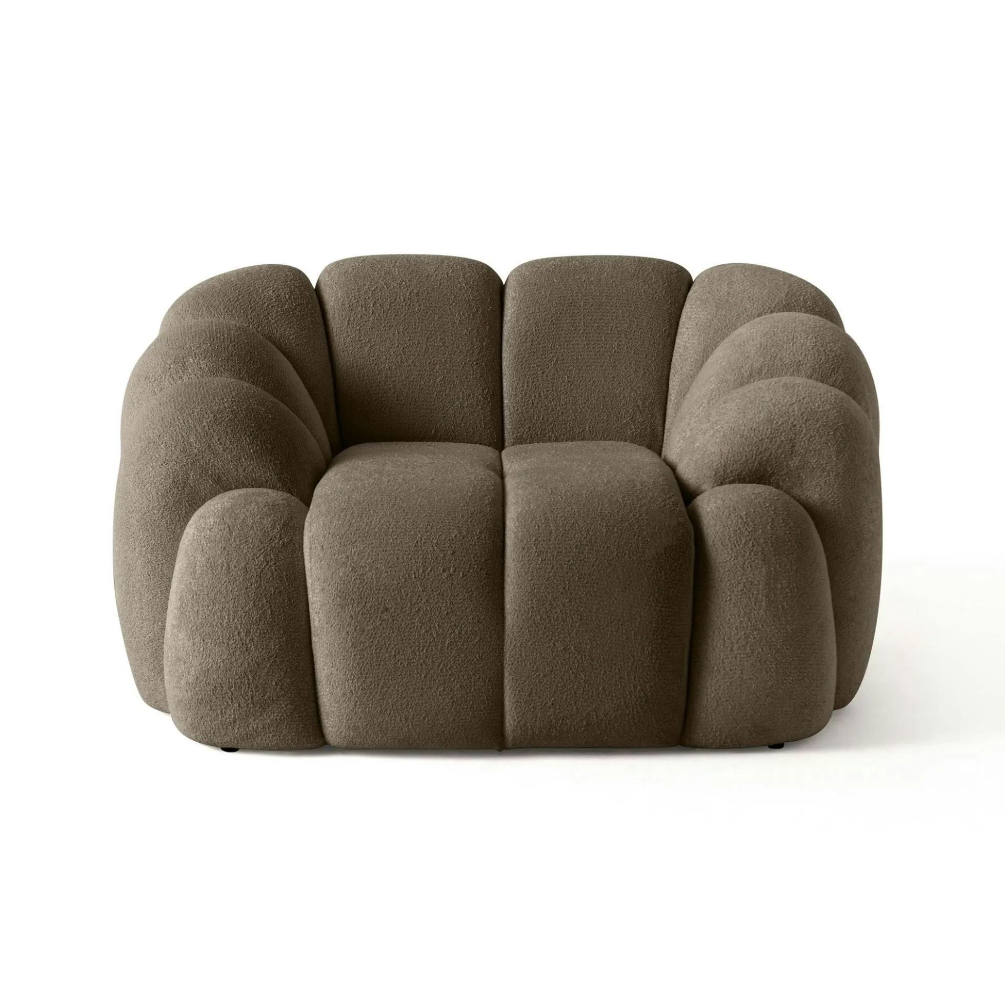 Fauteuil de salon taupe design arrondi ONDA