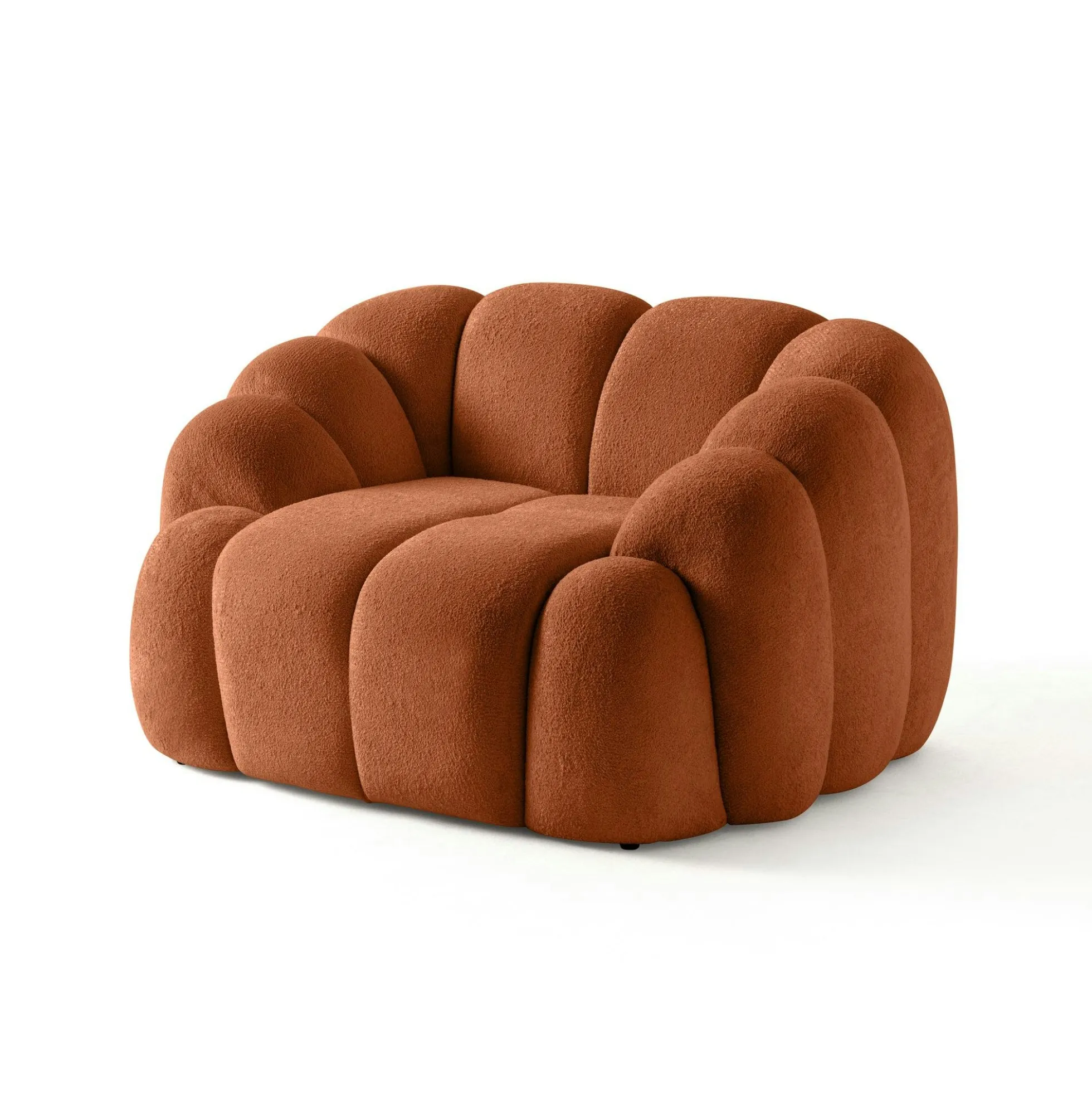 Fauteuil de salon terracotta design arrondi ONDA
