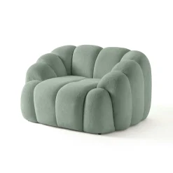 Fauteuil de salon vert sauge design arrondi ONDA
