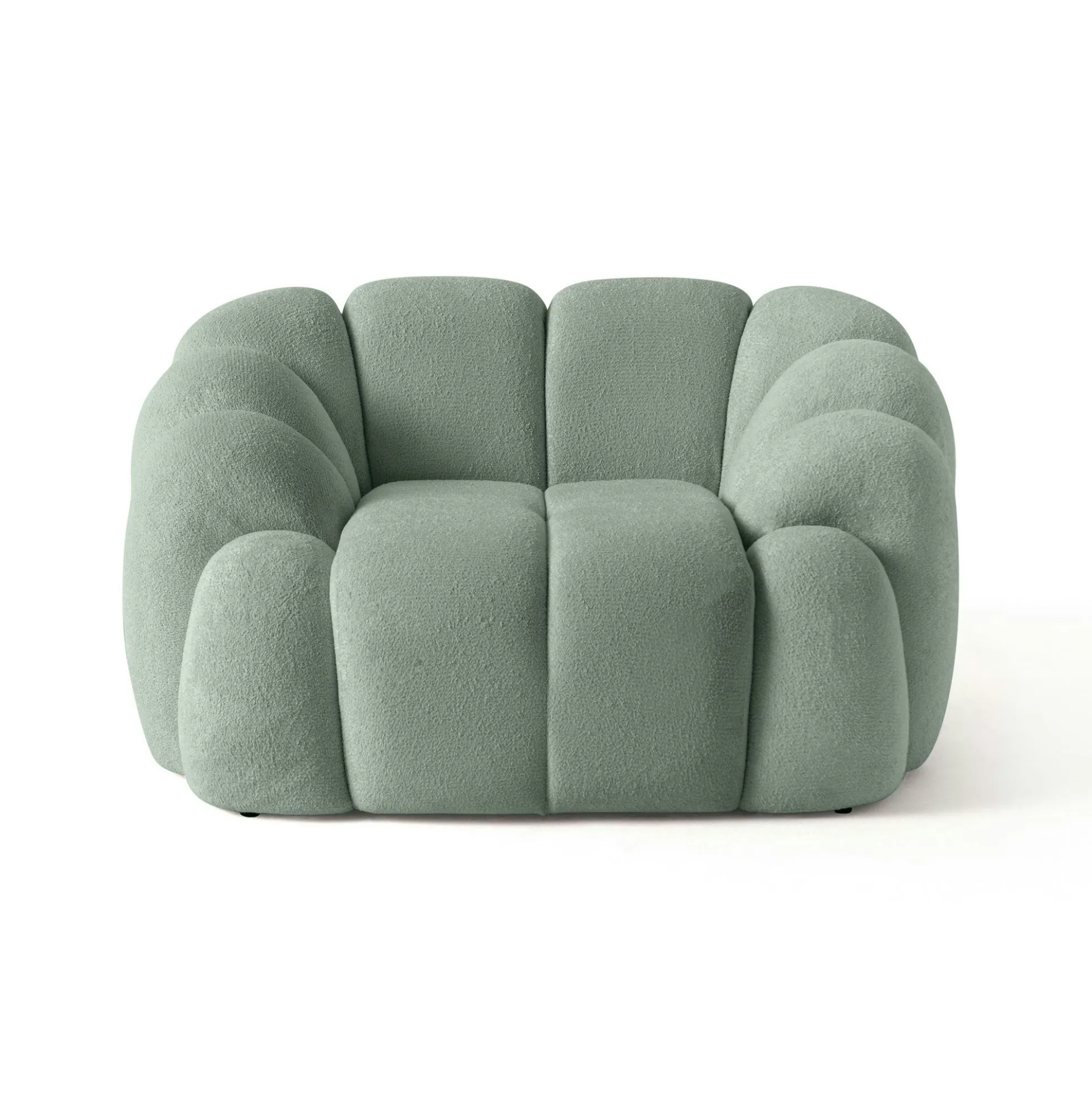 Fauteuil de salon vert sauge design arrondi ONDA