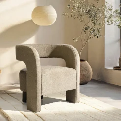 Fauteuil design en tissu beige CASTILLE
