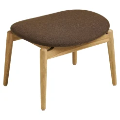 Fauteuil design scandinave chêne clair avec repose-pieds ROTTERDAM