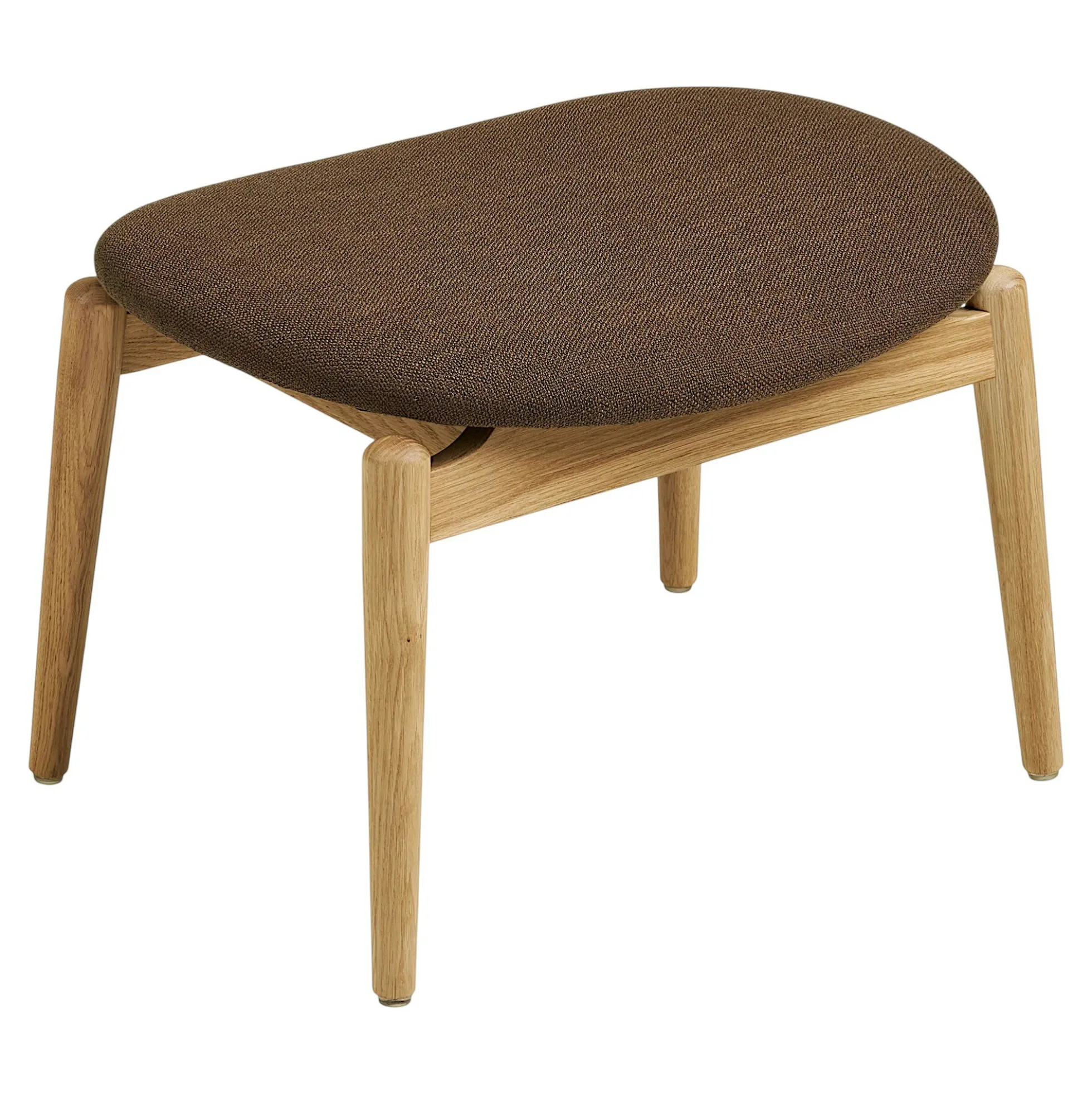 Fauteuil design scandinave chêne clair avec repose-pieds ROTTERDAM