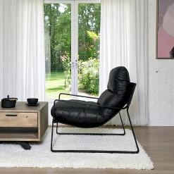 Fauteuil design tissu anthracite et métal EPIKA