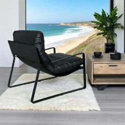Fauteuil design tissu anthracite et métal EPIKA