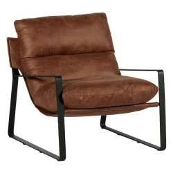 Fauteuil design tissu havane et métal EPIKA