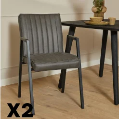 Fauteuil de table anthracite à bandes (lot de 2) CORTINA