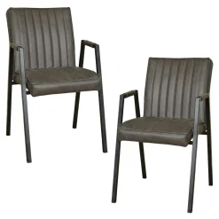 Fauteuil de table anthracite à bandes (lot de 2) CORTINA