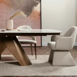Fauteuil de table beige à assise rembourrée (lot de 2) TREVI