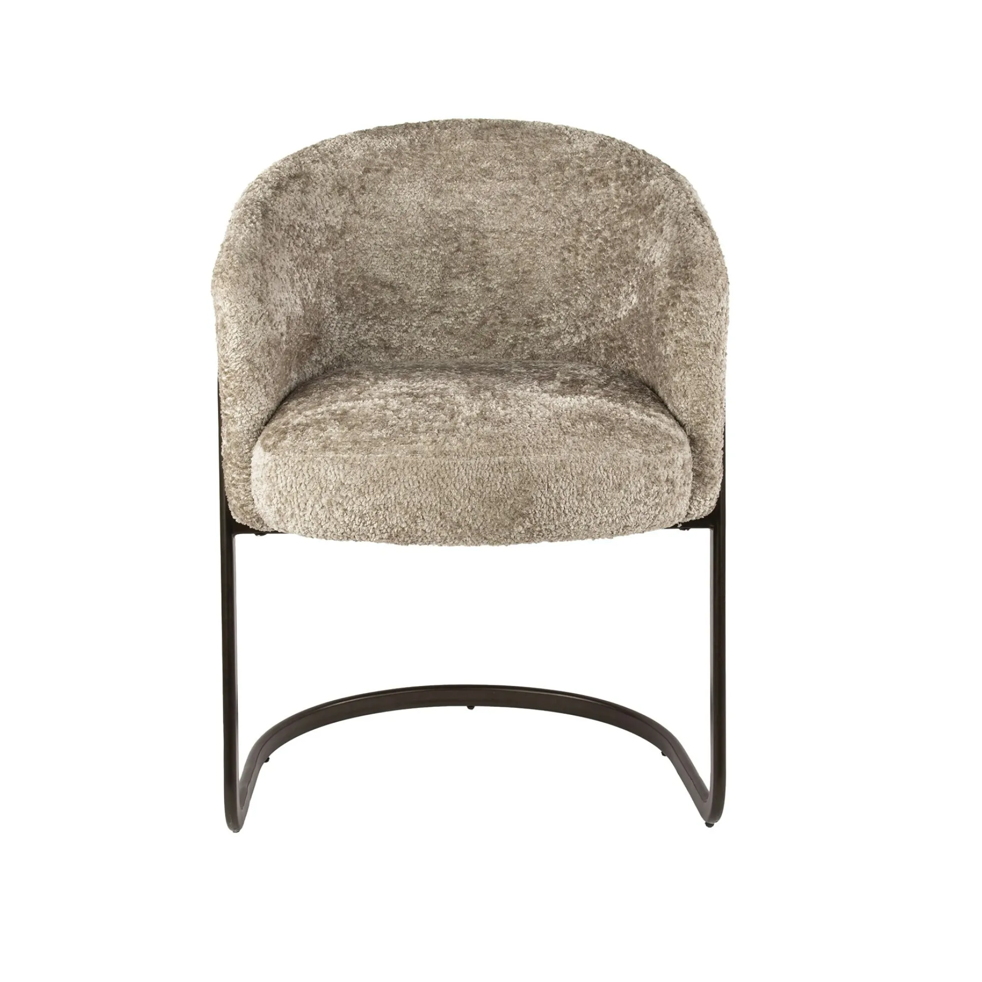 Fauteuil de table beige bouclette pied luge bronze (lot de 2) ASCOLI