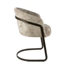Fauteuil de table beige bouclette pied luge bronze (lot de 2) ASCOLI