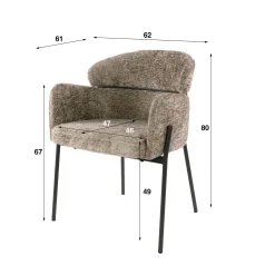 Fauteuil de table beige chaud dossier rond (lot de 2) GALWAY