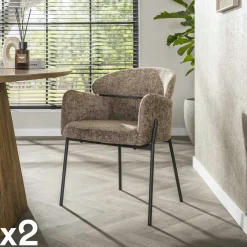Fauteuil de table beige chaud dossier rond (lot de 2) GALWAY