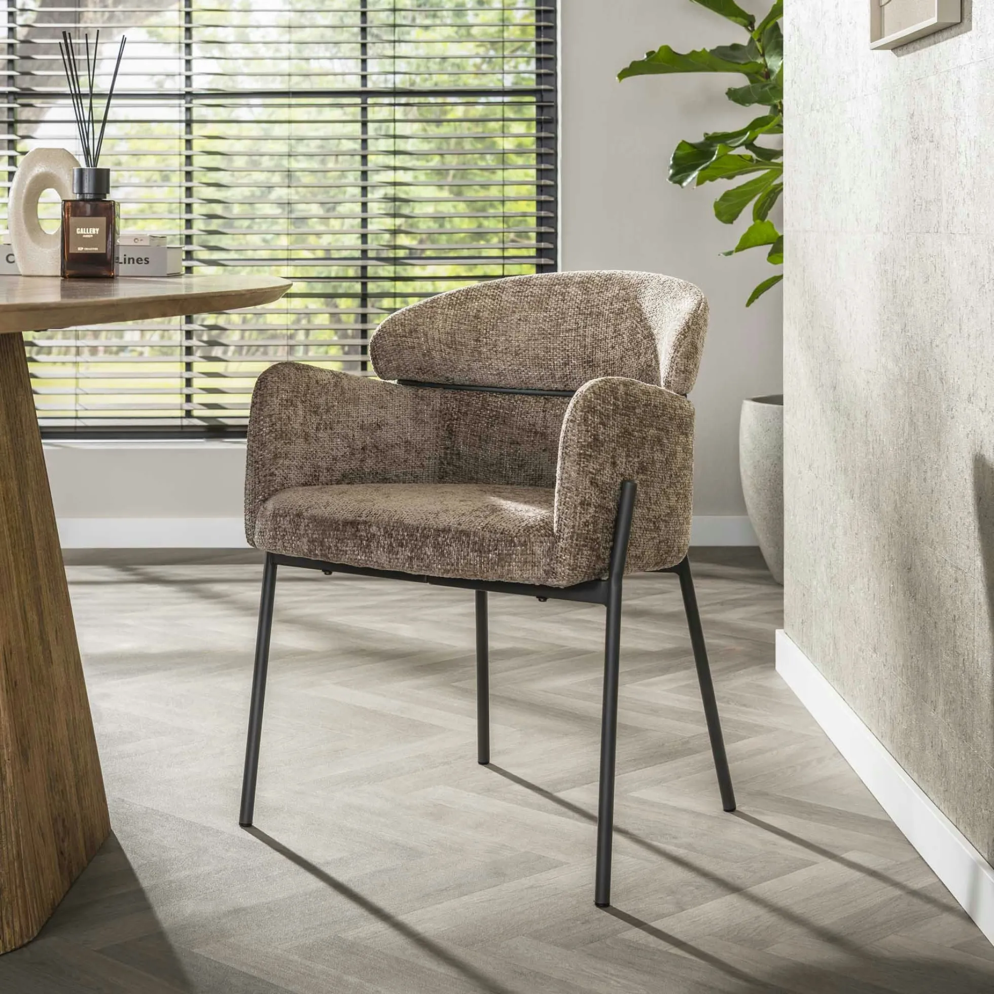 Fauteuil de table beige chaud dossier rond (lot de 2) GALWAY