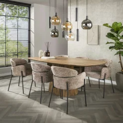 Fauteuil de table beige chaud dossier rond (lot de 2) GALWAY