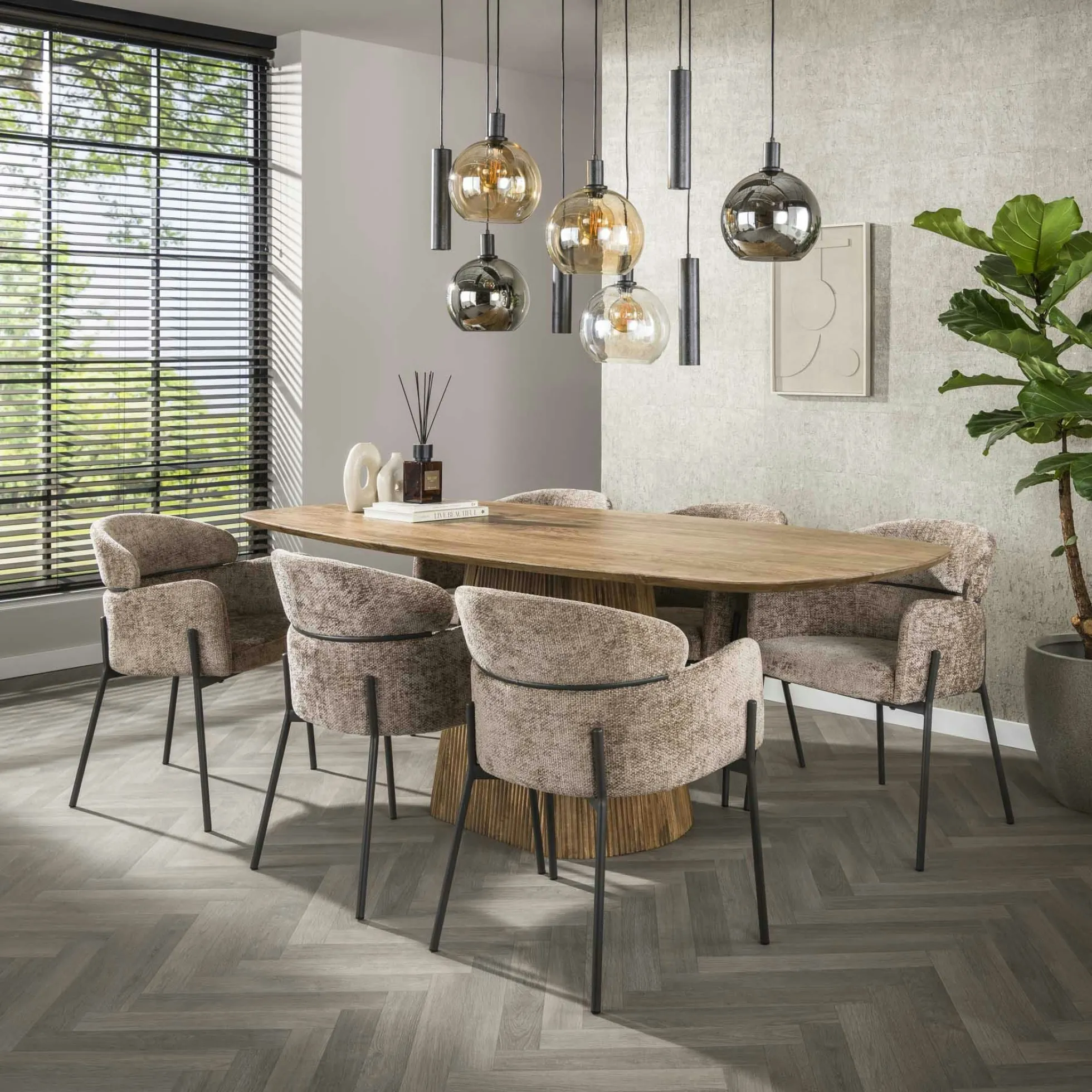 Fauteuil de table beige chaud dossier rond (lot de 2) GALWAY