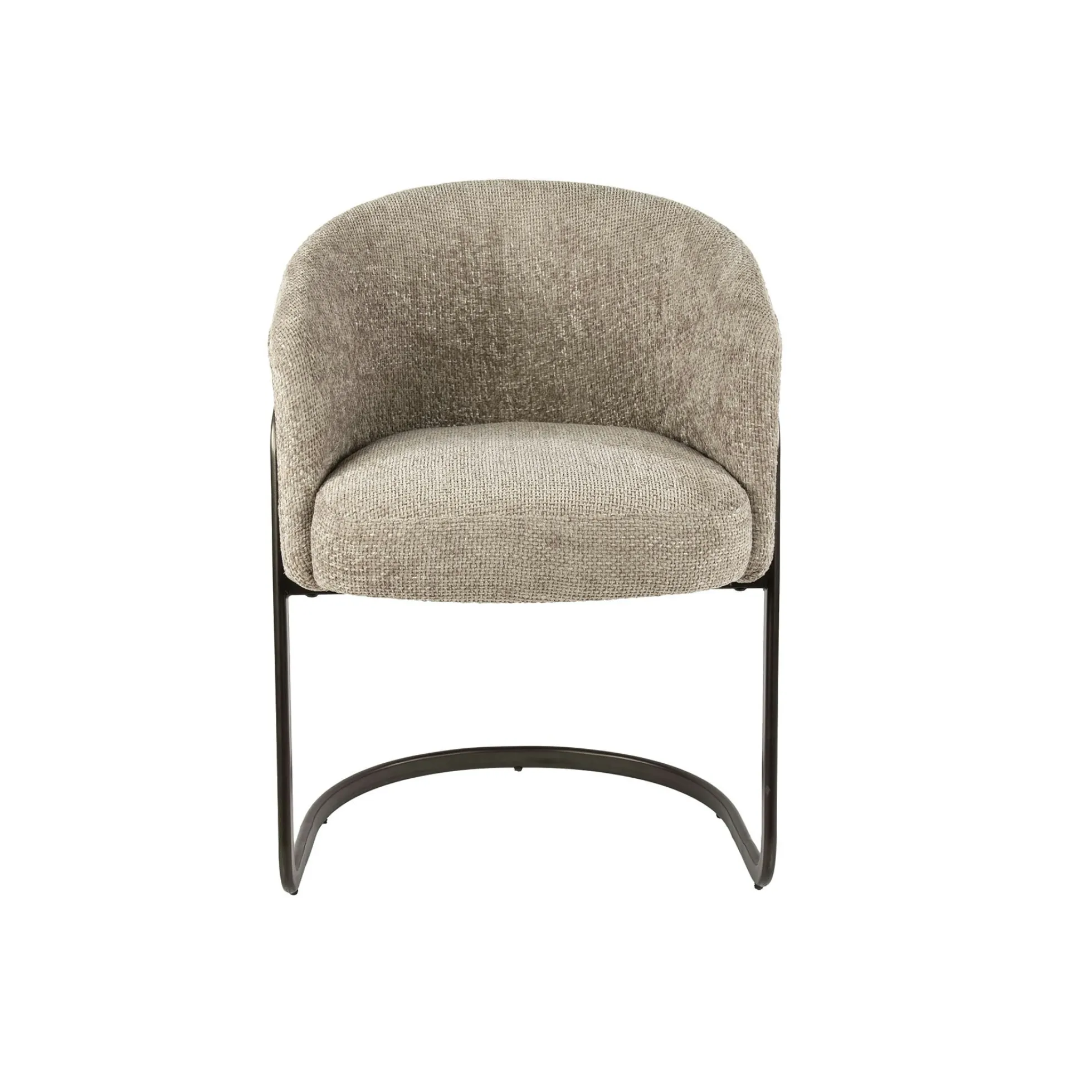 Fauteuil de table beige chenille pied luge bronze (lot de 2) ASCOLI