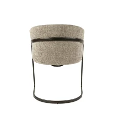 Fauteuil de table beige chenille pied luge bronze (lot de 2) ASCOLI