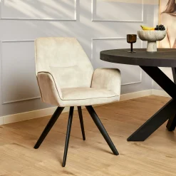 Fauteuil de table beige clair moderne (lot de 2) CORTINA