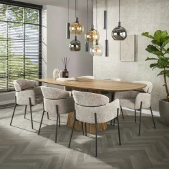 Fauteuil de table beige dossier rond (lot de 2) GALWAY