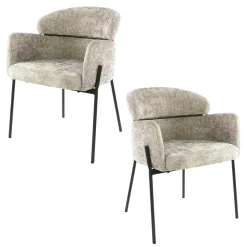 Fauteuil de table beige dossier rond (lot de 2) GALWAY