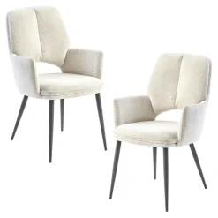 Fauteuil de table beige à dossier ouvert (lot de 2) LIGURIE