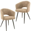 Fauteuil de table beige en bouclette style design (lot de 2) GALWAY