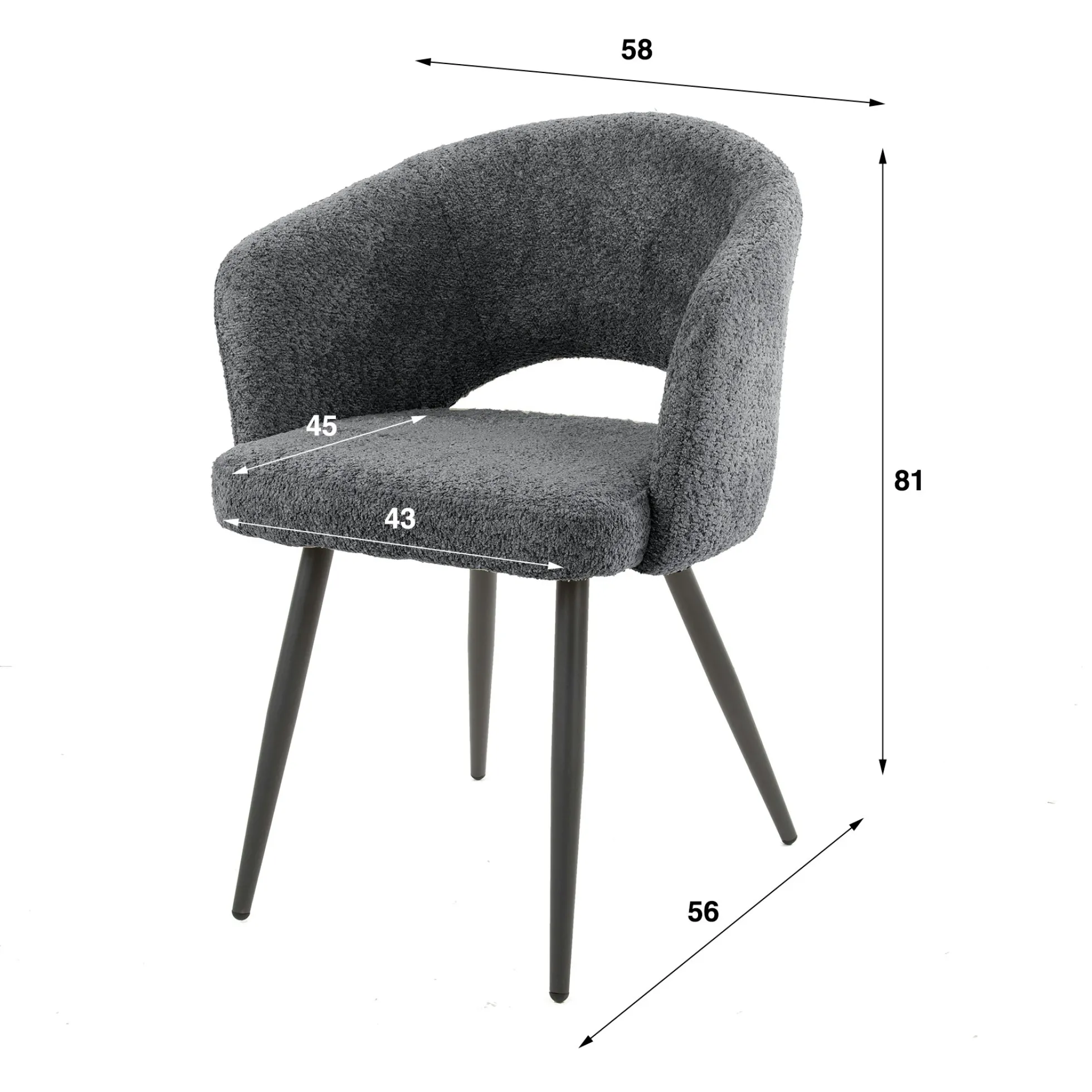 Fauteuil de table beige en bouclette style design (lot de 2) GALWAY