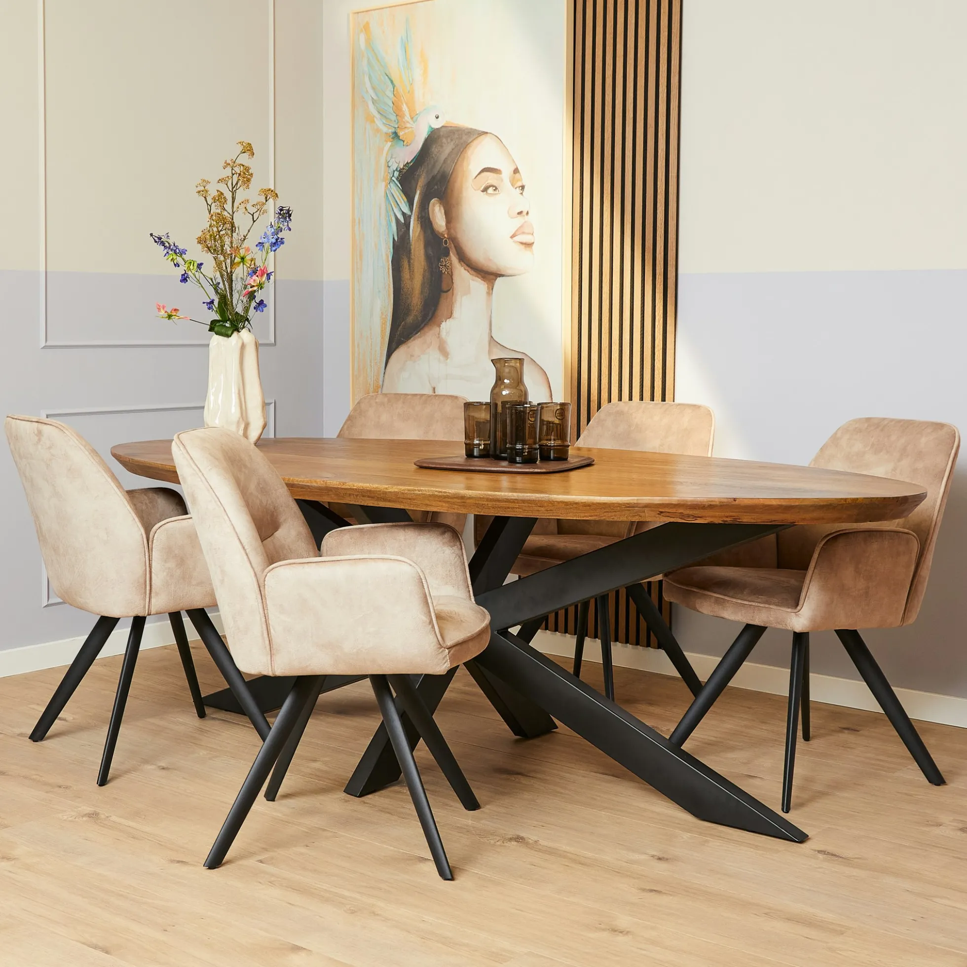 Fauteuil de table beige moderne (lot de 2) CORTINA