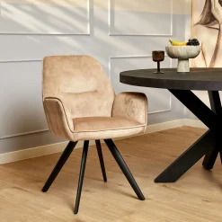 Fauteuil de table beige moderne (lot de 2) CORTINA