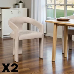 Fauteuil de table beige à 3 pieds (lot de 2) IDAHO