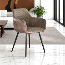 Fauteuil de table beige sable bi-matière (lot de 2) GALWAY