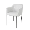 Fauteuil de table blanc en tissu à larges côtes (lot de 2) NOVA