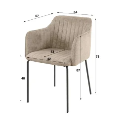 Fauteuil de table blanc en tissu à larges côtes (lot de 2) NOVA