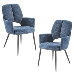 Fauteuil de table bleu à dossier ouvert (lot de 2) LIGURIE