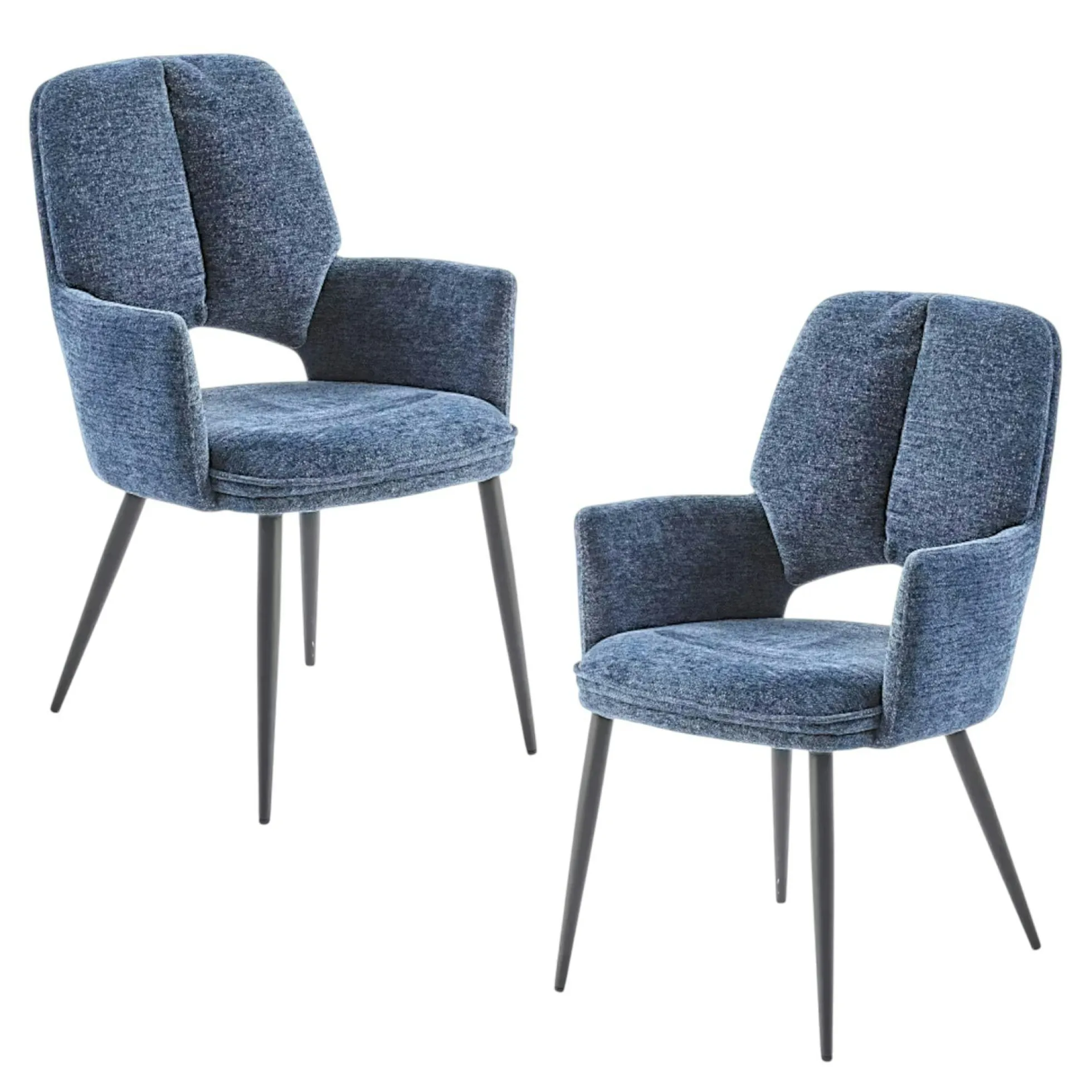 Fauteuil de table bleu à dossier ouvert (lot de 2) LIGURIE