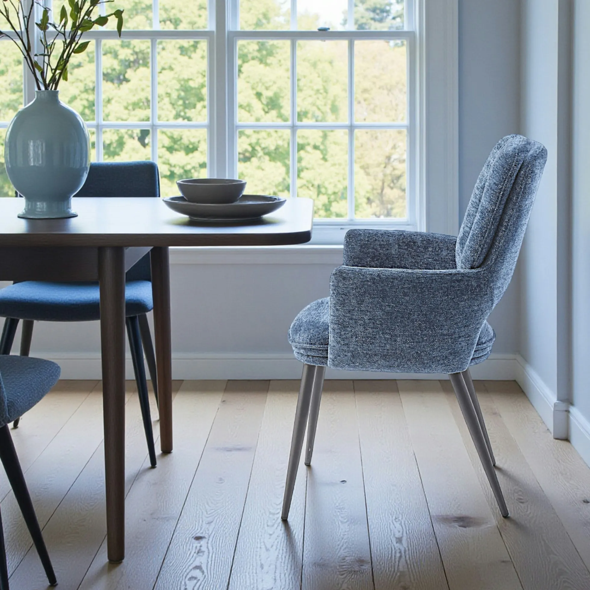 Fauteuil de table bleu à dossier ouvert (lot de 2) LIGURIE