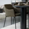 Fauteuil de table bouclette marron pieds métal noir (lot de 2) BERLIN
