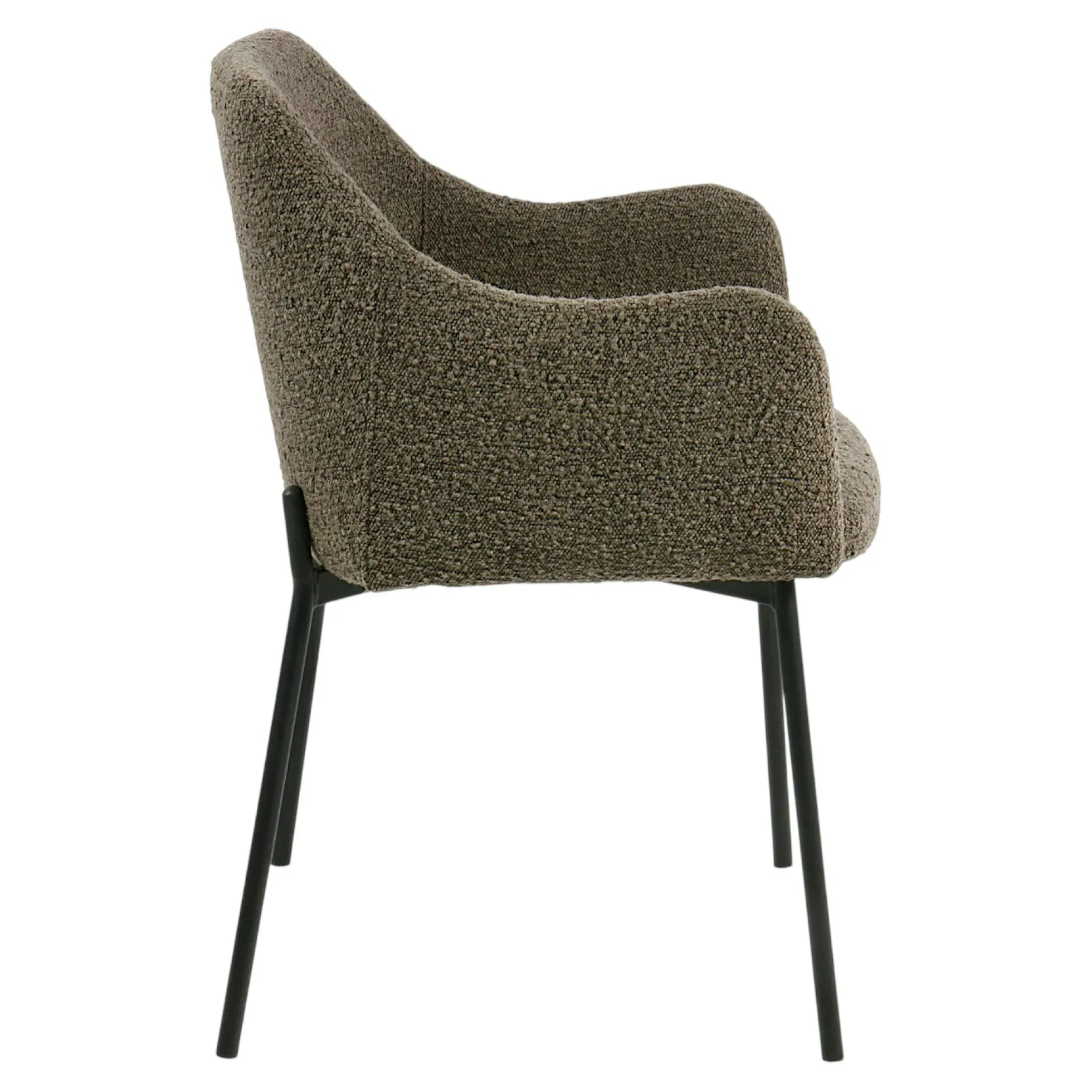 Fauteuil de table bouclette marron pieds métal noir (lot de 2) BERLIN