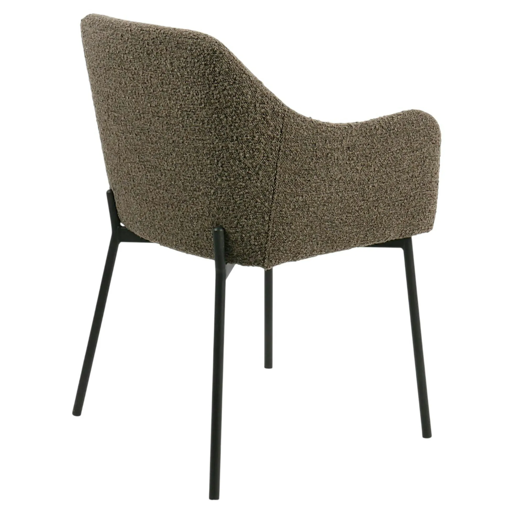Fauteuil de table bouclette marron pieds métal noir (lot de 2) BERLIN