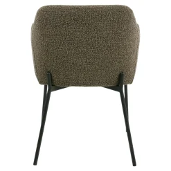 Fauteuil de table bouclette marron pieds métal noir (lot de 2) BERLIN