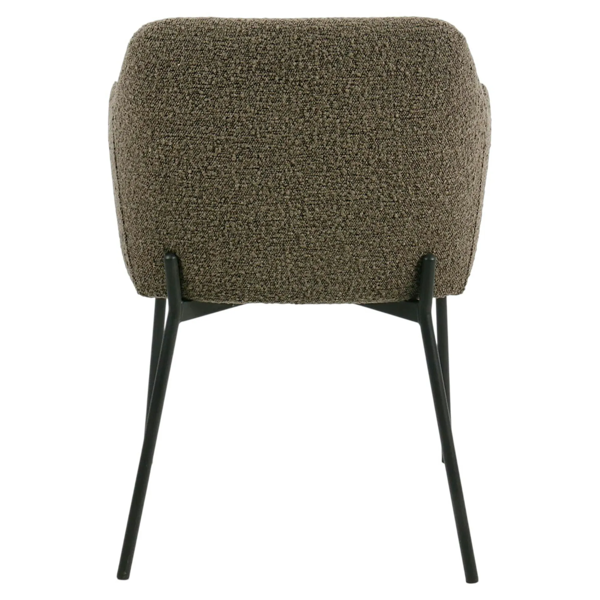 Fauteuil de table bouclette marron pieds métal noir (lot de 2) BERLIN